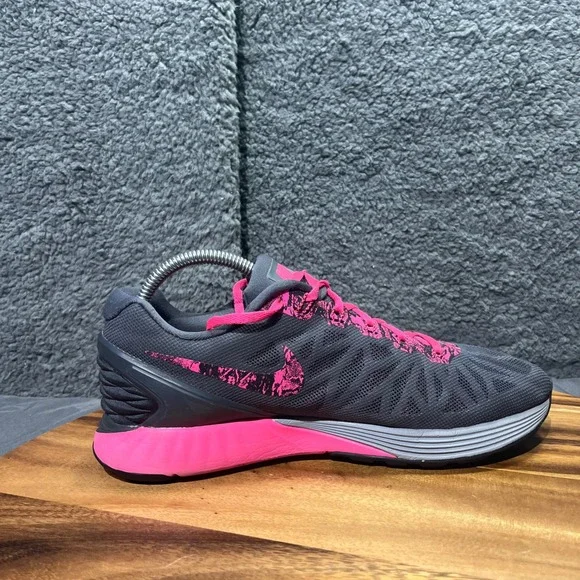 Nike LunarGlide 6 Women's Running Shoes Dark Gray Pink Athletic Sneakers Size 9 - Picture 6 of 12